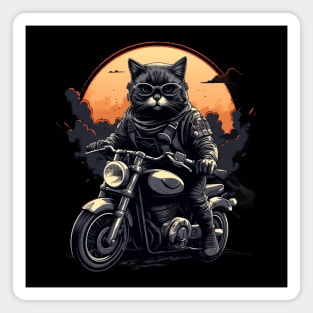 Cat Riding Motorcycle Magnet